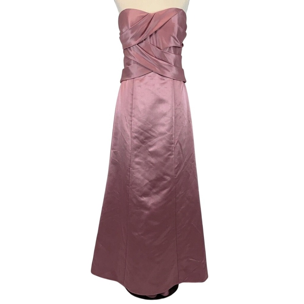 Laundry by Shelli Segal Gown Womens Sz 10 Berry Pink Strapless Pleated Satin